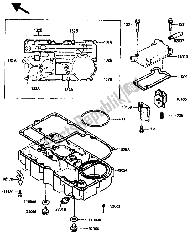 Todas las partes para Cuerpo De Respiradero Y Cárter De Aceite de Kawasaki ZX 10 1000 1990