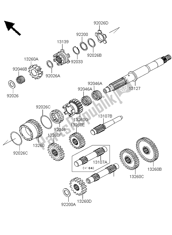 Toutes les pièces pour le Transmission du Kawasaki KVF 360 2003