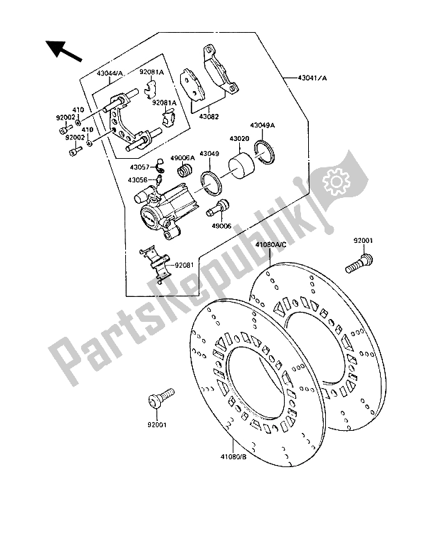 Tutte le parti per il Freno Anteriore del Kawasaki GPZ 900R 1987