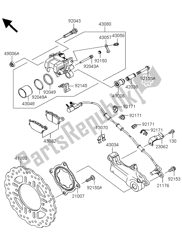 All parts for the Rear Brake of the Kawasaki Versys 1000 2013