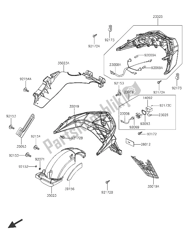 All parts for the Taillight(s) of the Kawasaki J 125 ABS 2016