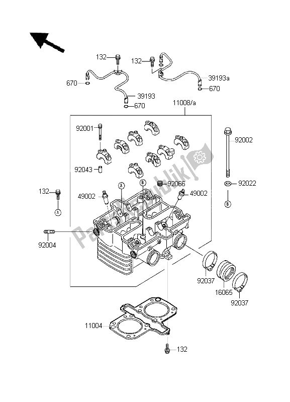 Tutte le parti per il Testata del Kawasaki KLE 500 1996