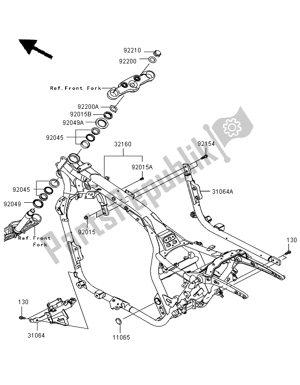 Tutte le parti per il Telaio del Kawasaki VN 1700 Voyager Custom ABS 2011