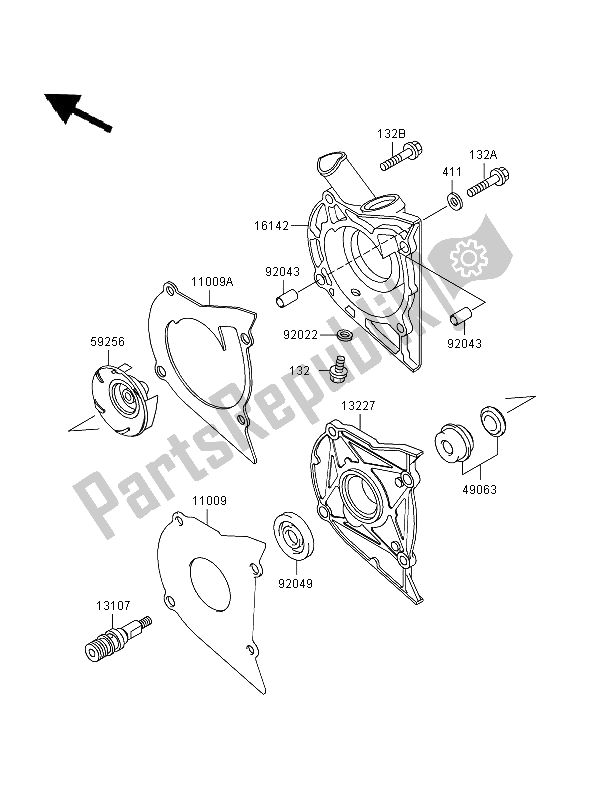 Alle onderdelen voor de Waterpomp van de Kawasaki GPZ 500S 1996