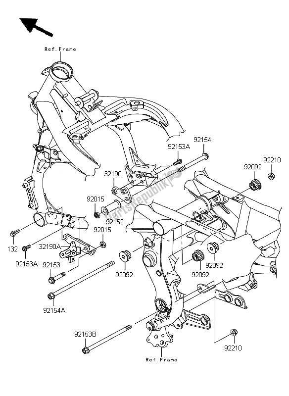 All parts for the Engine Mount of the Kawasaki ER 6N 650 2011