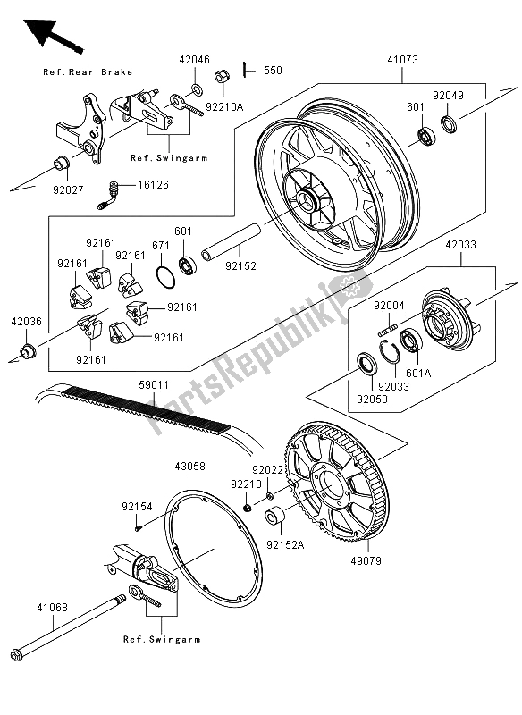 Toutes les pièces pour le Moyeu Arrière du Kawasaki VN 1700 Voyager ABS 2009