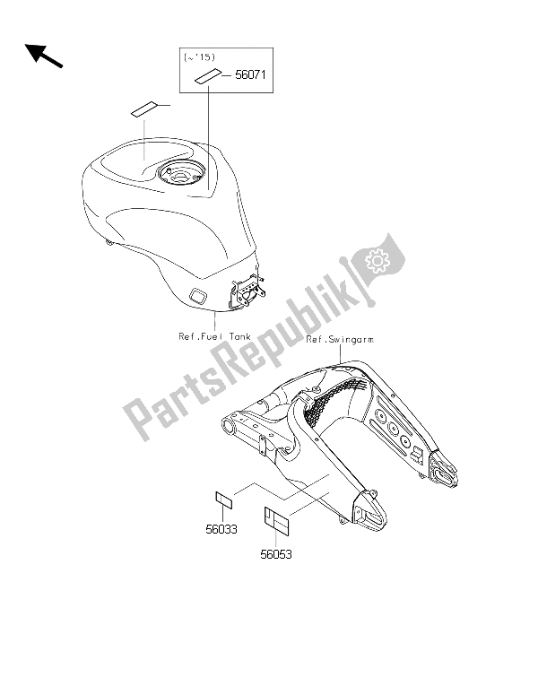 All parts for the Labels of the Kawasaki Ninja ZX 6R 600 2015