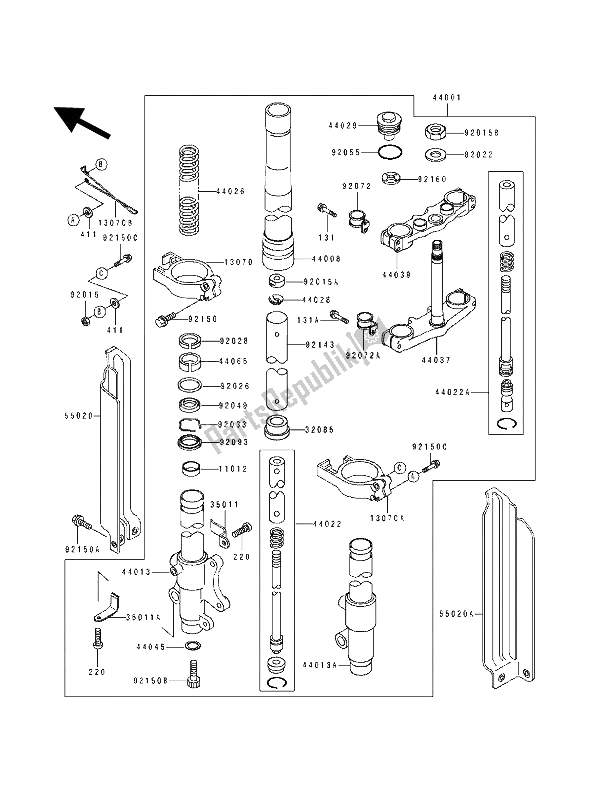 Todas las partes para Tenedor Frontal de Kawasaki KDX 125 1992