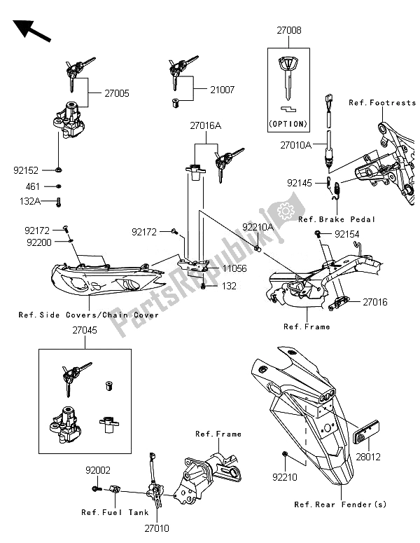 Toutes les pièces pour le Interrupteur D'allumage du Kawasaki ER 6N 650 2014