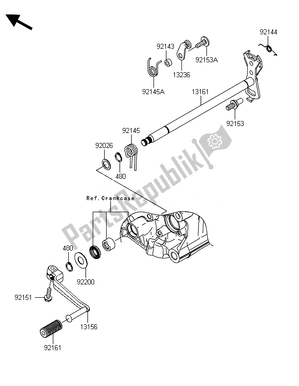 All parts for the Gear Change Mechanism of the Kawasaki ZZR 1400 ABS 2014