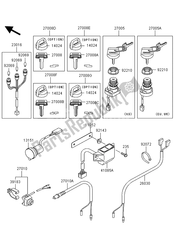 All parts for the Ignition Switch of the Kawasaki KVF 360 4X4 2008