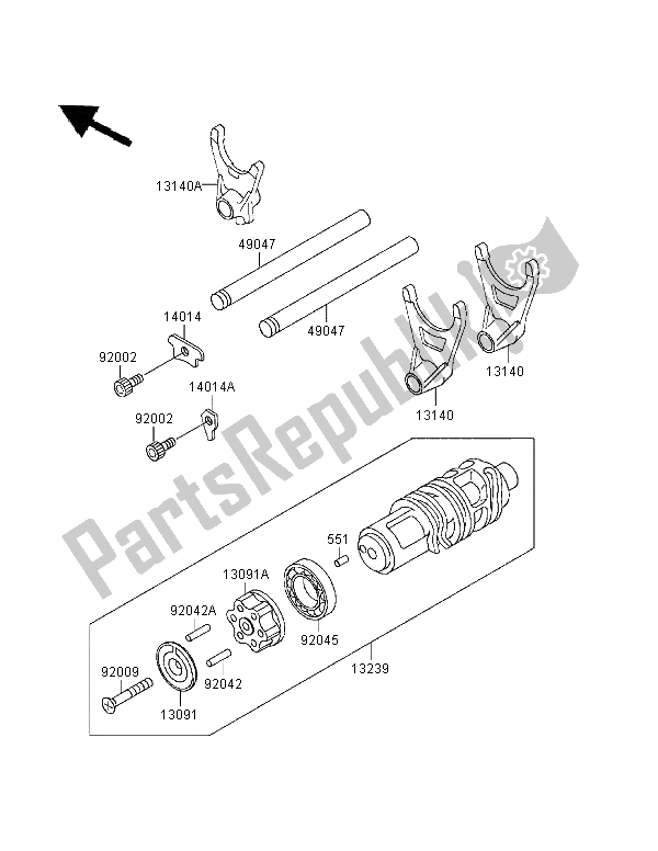 Toutes les pièces pour le Tambour De Changement De Vitesse Et Fourchette De Changement De Vitesse du Kawasaki Zephyr 1100 1995