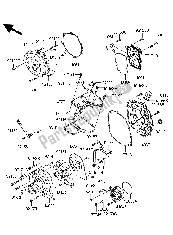 Tutte le parti per il Coperchio Del Motore del Kawasaki ZZR 1400 ABS 2011