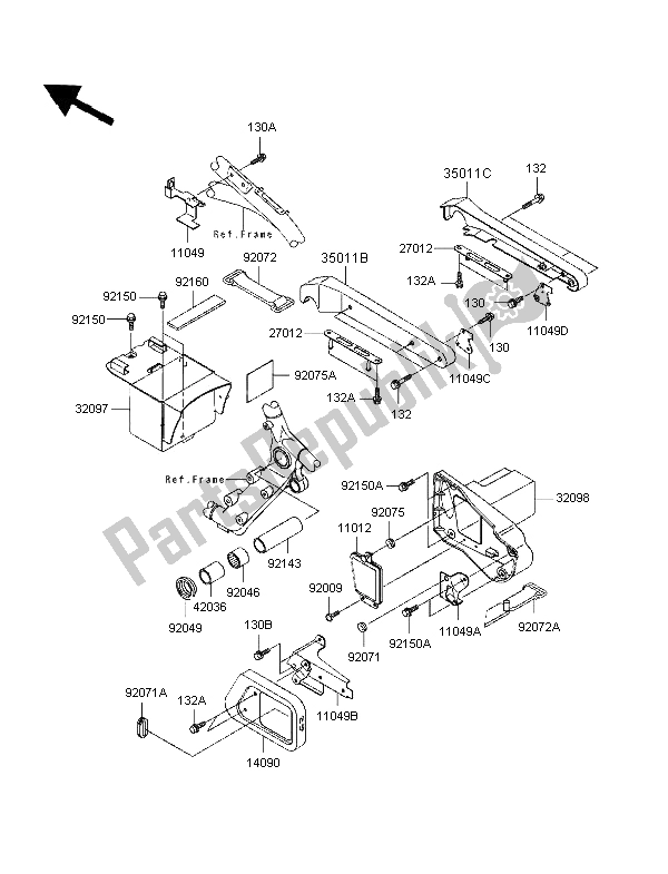 All parts for the Battery Case of the Kawasaki VN 1500 Classic 1997