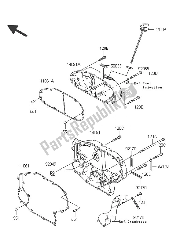 Tutte le parti per il Cofano Motore Destro del Kawasaki VN 2000 2005