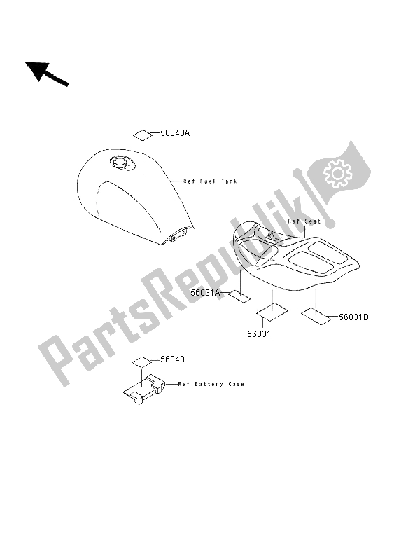 Tutte le parti per il Etichette del Kawasaki Zephyr 1100 1996