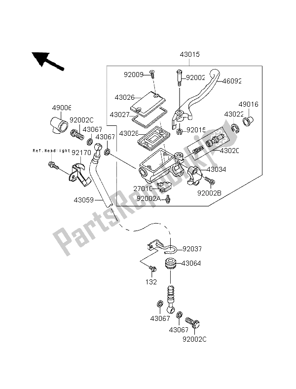 All parts for the Front Master Cylinder of the Kawasaki EL 252 1996