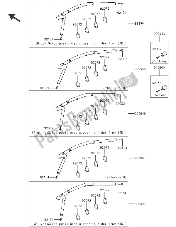 All parts for the Accessory (handlebar) of the Kawasaki Vulcan S ABS 650 2016