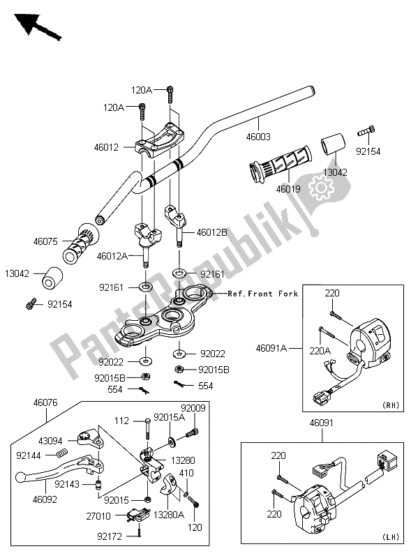 All parts for the Handlebar of the Kawasaki ER 6F ABS 650 2012