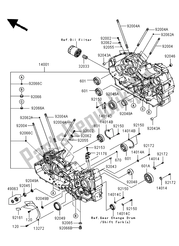 Toutes les pièces pour le Carter du Kawasaki VN 1700 Voyager ABS 2011