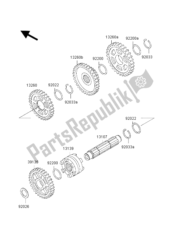 All parts for the Gear Change Drum & Shift Fork of the Kawasaki KVF 300 Prairie 4X4 2002