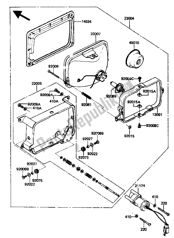 Tutte le parti per il Lampada Frontale del Kawasaki ZN 1300 1986