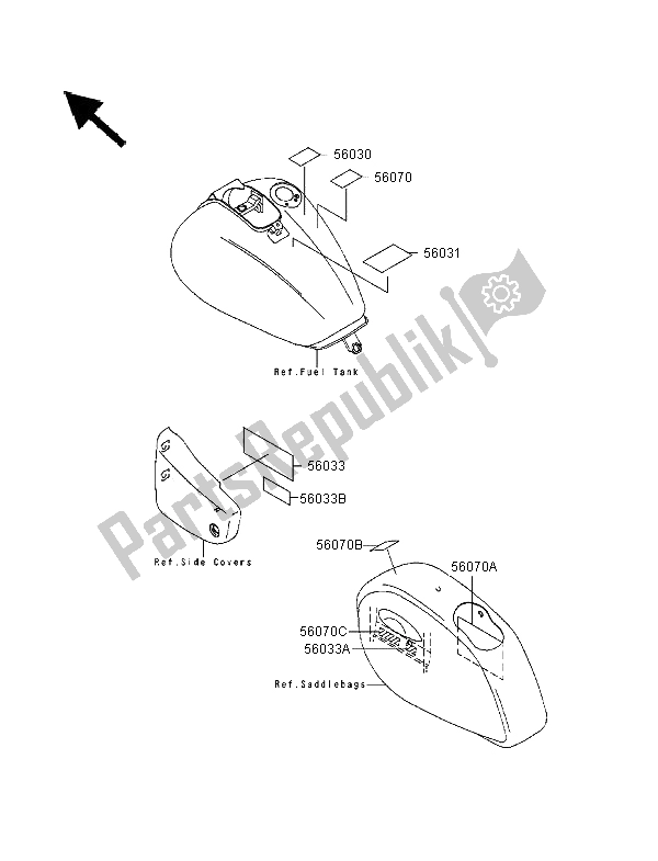 Toutes les pièces pour le Étiquettes du Kawasaki VN 1500 Classic Tourer FI 2000