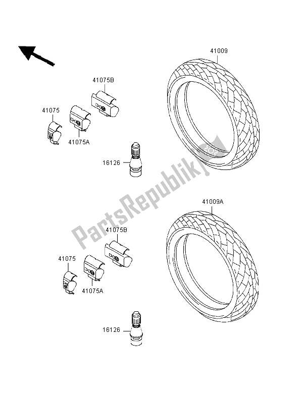 Tutte le parti per il Pneumatici del Kawasaki ER 500 1998