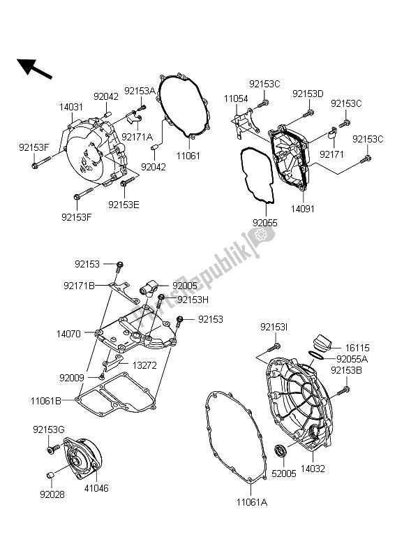 All parts for the Engine Cover of the Kawasaki 1400 GTR ABS 2012