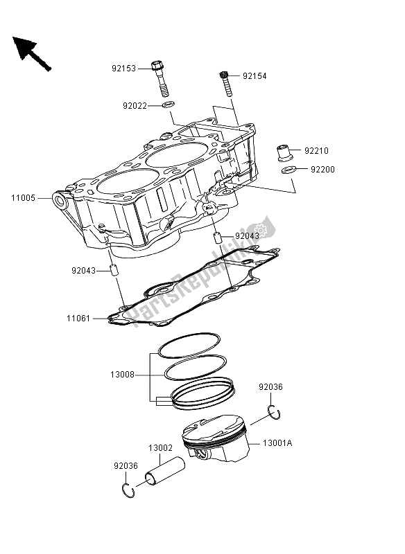 Alle onderdelen voor de Cilinder & Zuiger (s) van de Kawasaki Versys 650 2013