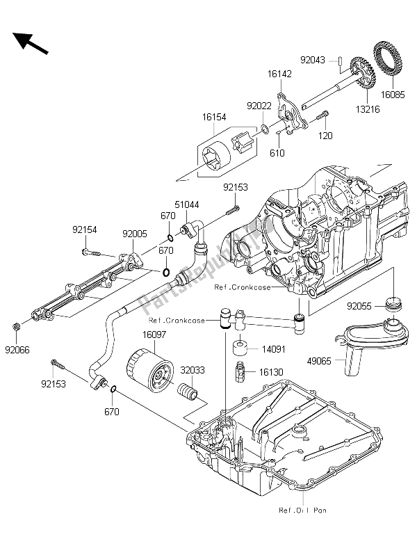 All parts for the Oil Pump of the Kawasaki ZZR 1400 ABS 2015