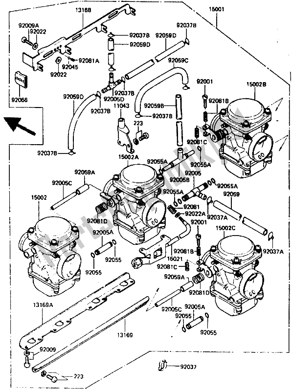 All parts for the Carburetor of the Kawasaki ZX 400 1987