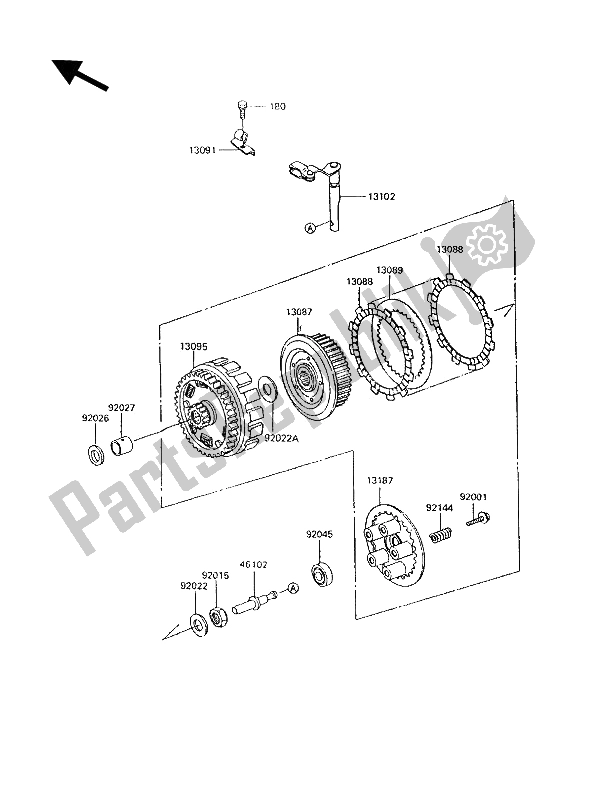 All parts for the Clutch of the Kawasaki KLR 600 1992