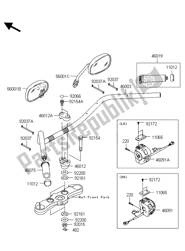 Toutes les pièces pour le Guidon du Kawasaki VN 1700 Classic ABS 2012