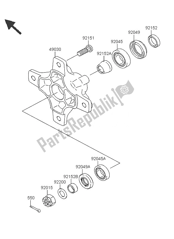 Tutte le parti per il Mozzo Anteriore del Kawasaki KFX 700 2005