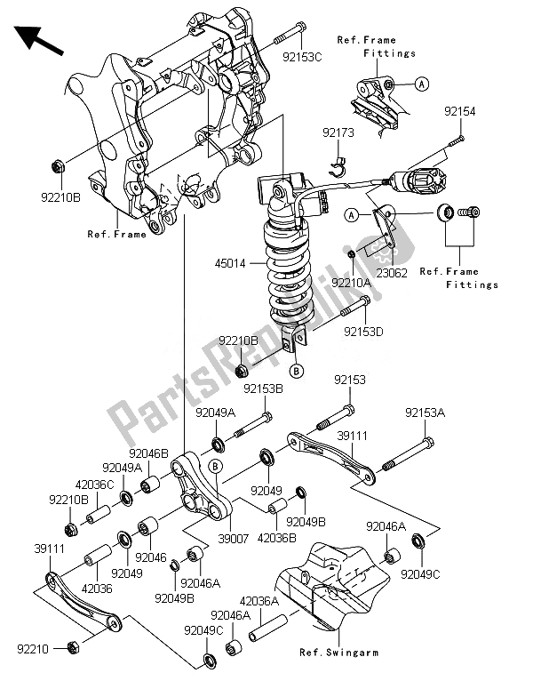 Toutes les pièces pour le Suspension Et Amortisseur (2) du Kawasaki ZZR 1400 ABS 2014