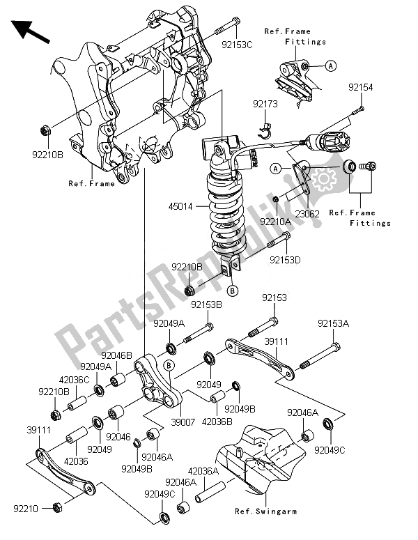 Toutes les pièces pour le Suspension Et Amortisseur (2) du Kawasaki ZZR 1400 ABS 2014