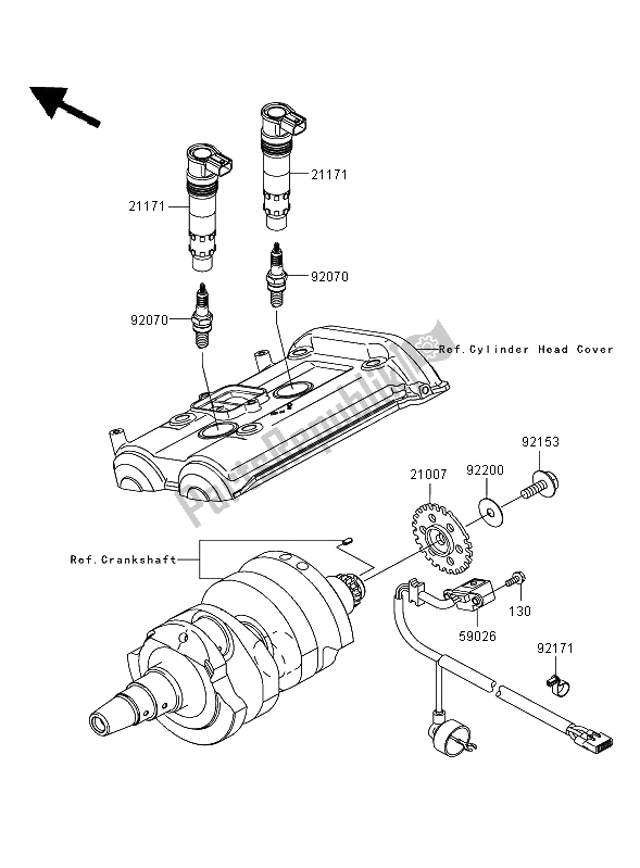 All parts for the Ignition System of the Kawasaki Versys 650 2008