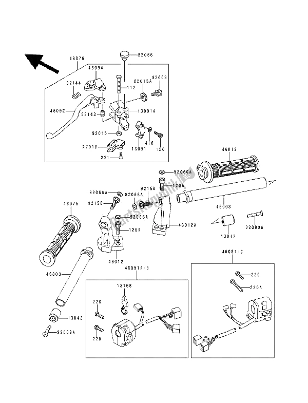 Tutte le parti per il Manubrio del Kawasaki GPZ 500S 1994