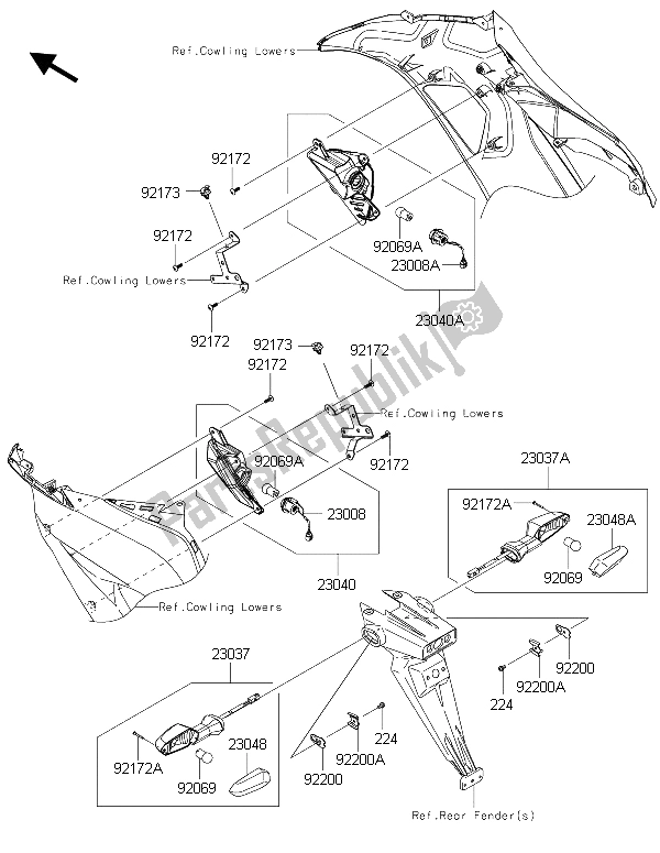All parts for the Turn Signals of the Kawasaki Ninja ZX 6R 600 2015