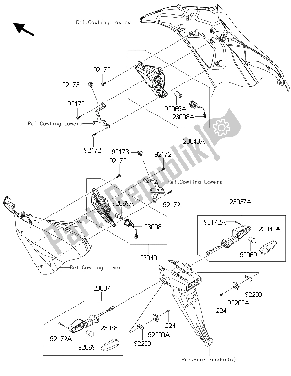 All parts for the Turn Signals of the Kawasaki Ninja ZX 6R 600 2015