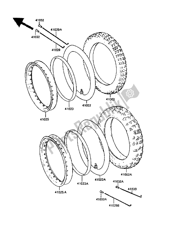 All parts for the Tires of the Kawasaki KLR 250 1989