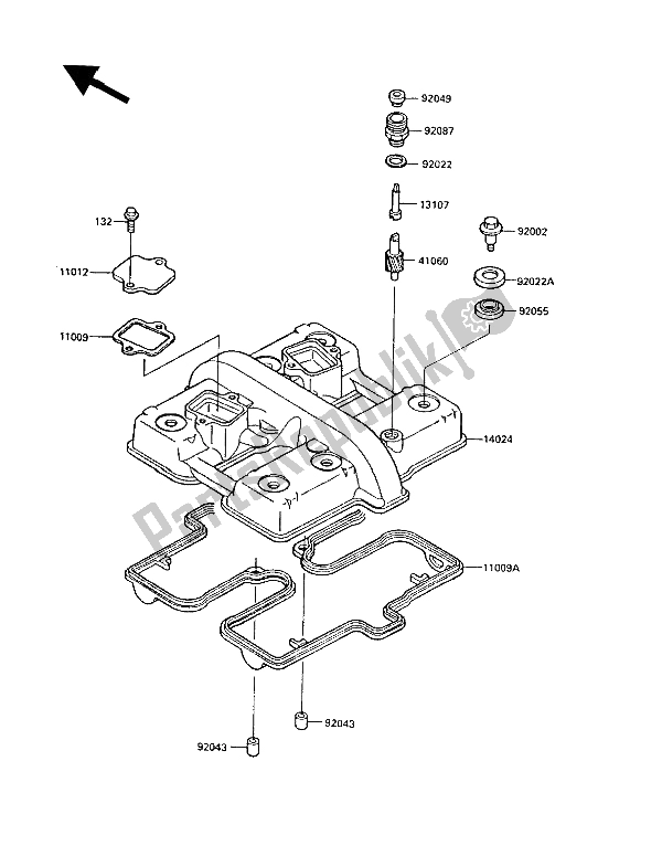 Todas las partes para Cubierta De Tapa De Cilindro de Kawasaki LTD 450 1989