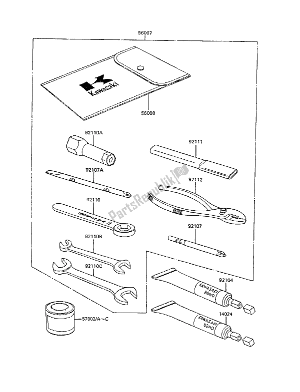 Toutes les pièces pour le Outils Propriétaires du Kawasaki GPZ 305 Belt Drive 1986