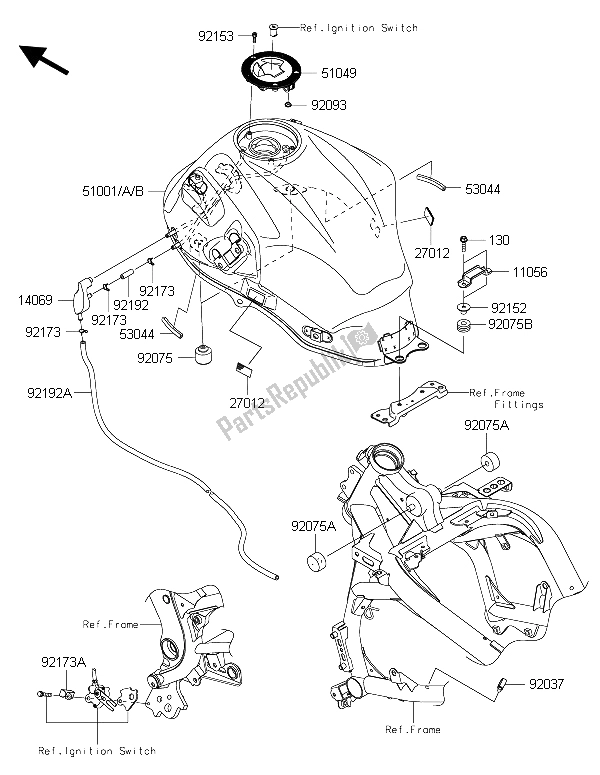 Tutte le parti per il Serbatoio Di Carburante del Kawasaki Versys 650 ABS 2015