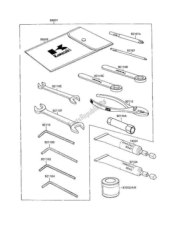 Tutte le parti per il Strumenti Proprietari del Kawasaki KR 1 250 1989