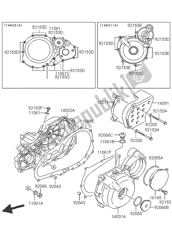 All parts for the Engine Covers of the Kawasaki KFX 400 2005