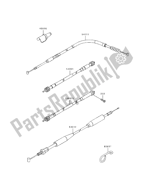 All parts for the Cable of the Kawasaki KDX 250 1992