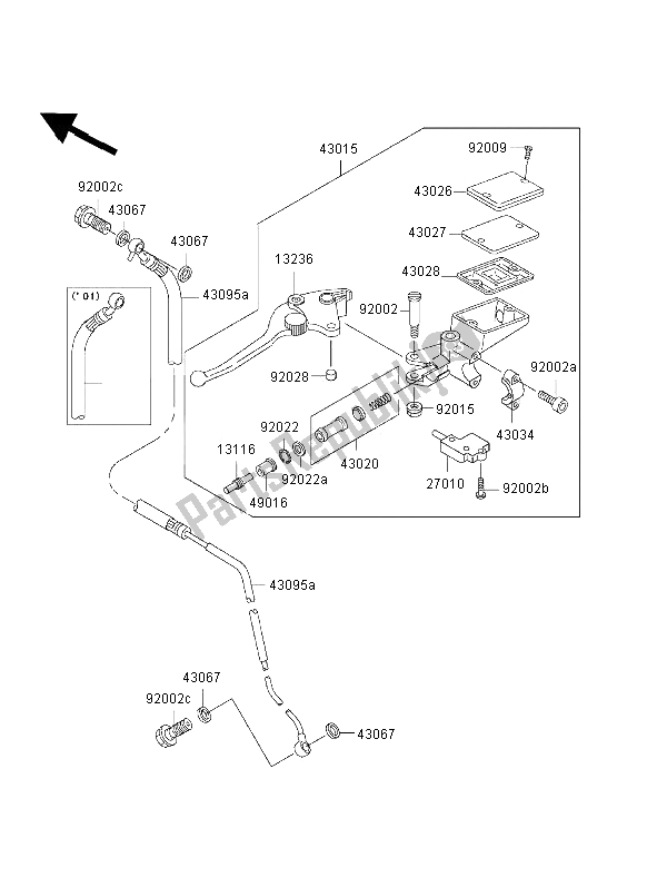 All parts for the Clutch Master Cylinder of the Kawasaki ZRX 1200R 2002