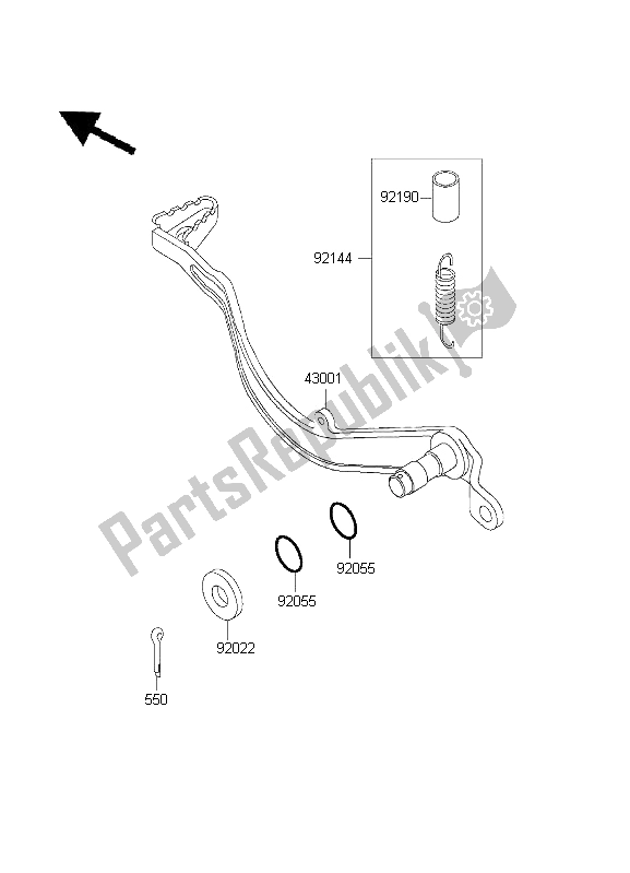 Tutte le parti per il Pedale Del Freno del Kawasaki KLX 300R 2001